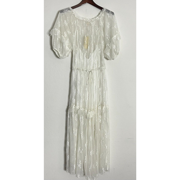 Anthropologie Lace Dress XS Let Me Be Ivory Maxi Slip Lined Romantic Petite NEW - Picture 5 of 13